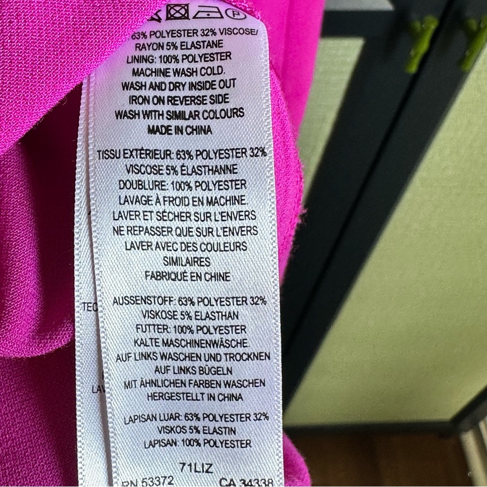 French Connection Colorblock Pink + Fushia High Neck Fitted Mini Dress, Size 6 - Picture 7 of 10
